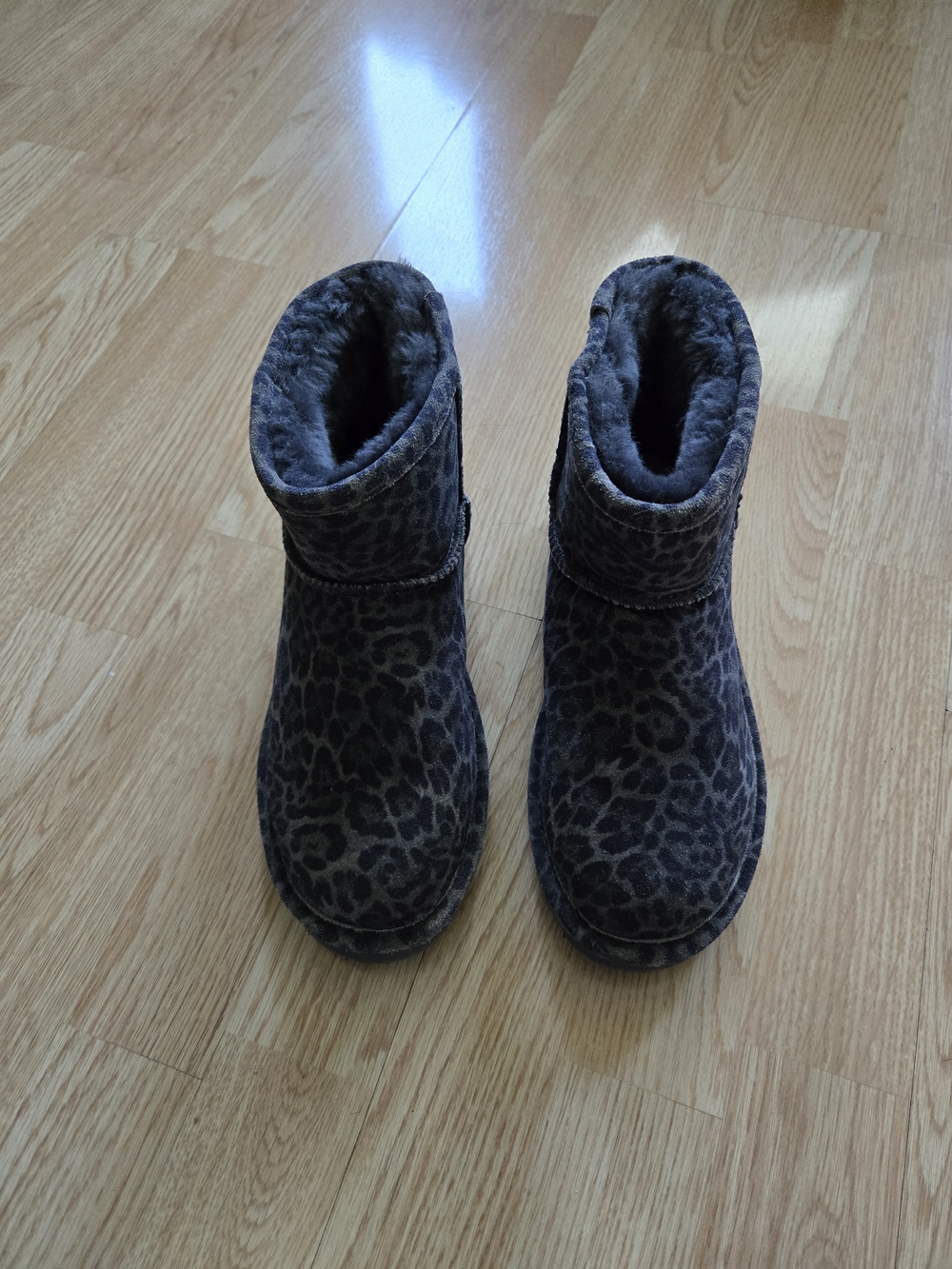 BearPaw Leopard Print Short Boots in Slate Gray - Picture 2 of 7
